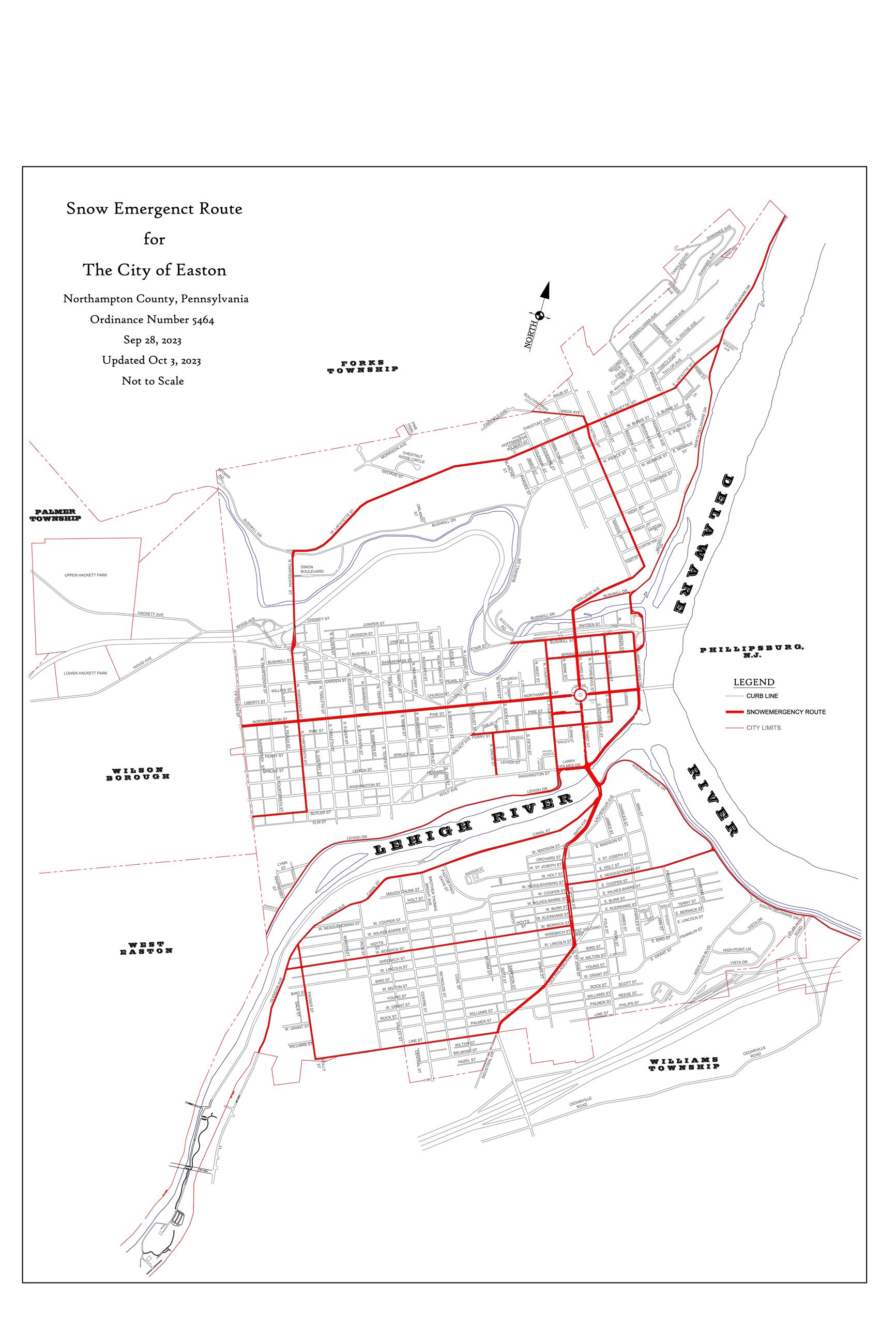 Snow Emergency map- City of Easton 2023